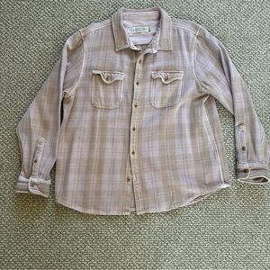 Outerknown Men's Casual Plaid Shirt in Light Tan